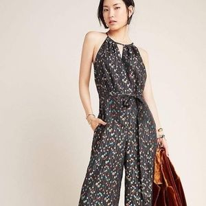Anthropologie Eva Franco Edita Halter Metallic Rainbow Polkadot Jumpsuit